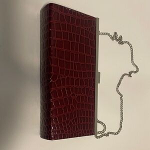 Apostrophe Red Crocodile-Patterned Clutch